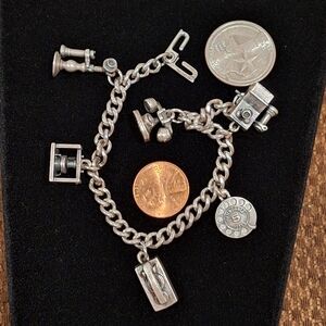 Bell Attendance 6 Telephone Charm Bracelet Vintage 1950s 1960s Sterling Silver
